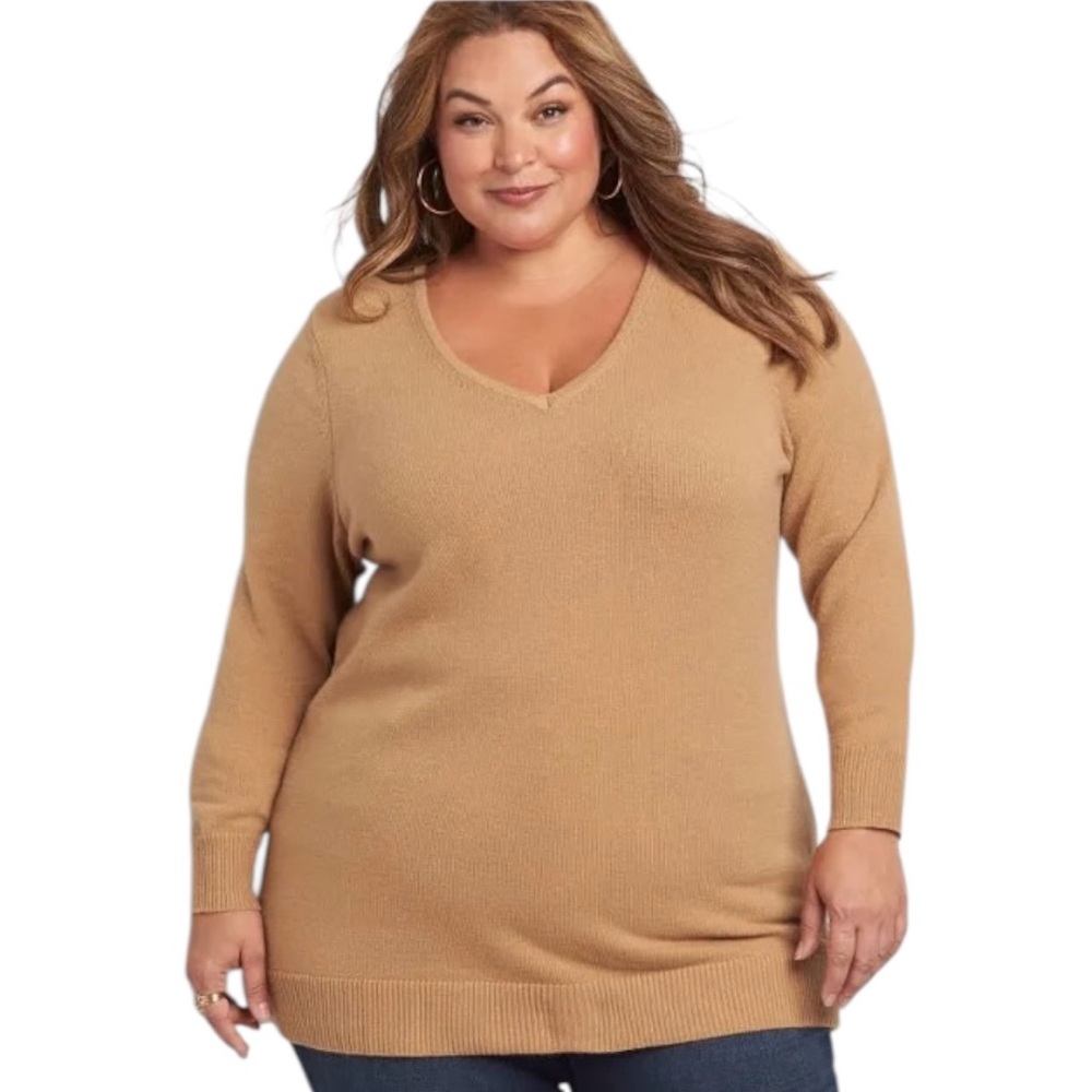 Lane Bryant Camel Color V-Neck Sweater